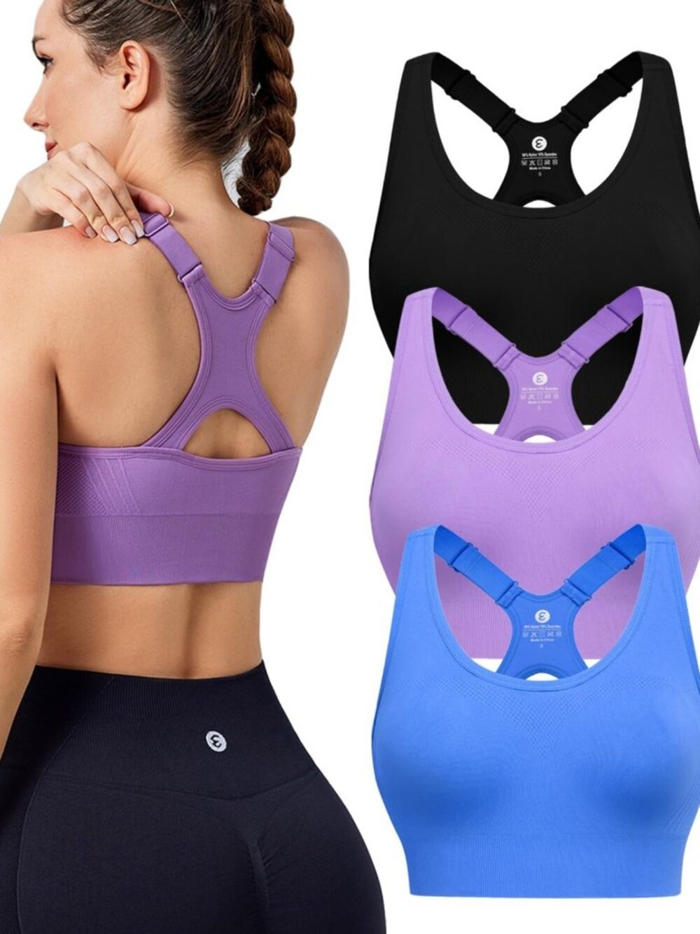 Supportive Racerback Sports Bra for Women - Adjustable Straps, High Impact Fit
